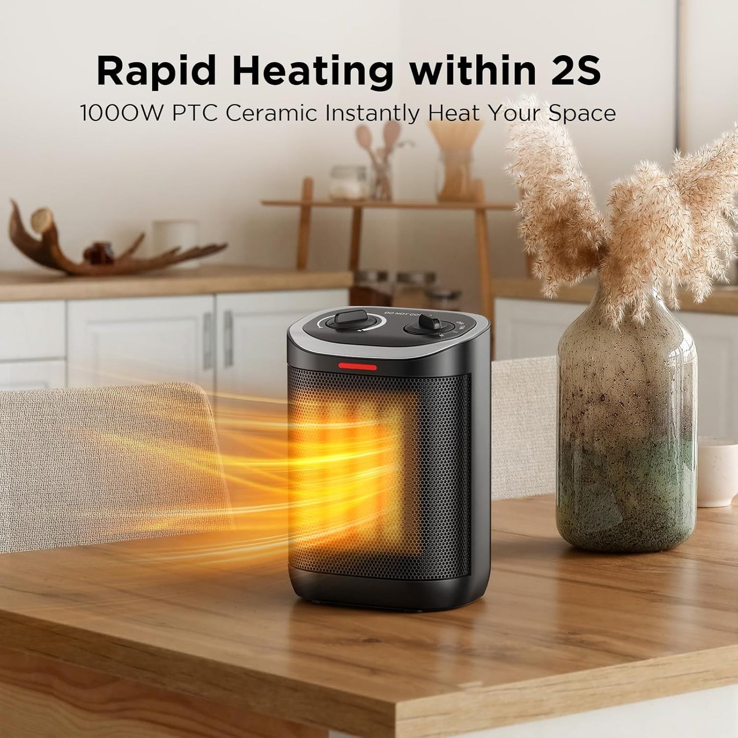 Skiennix 1500W Portable Ceramic Space Heater - Safe & Efficient Indoor Heating for Home, Office, Desk