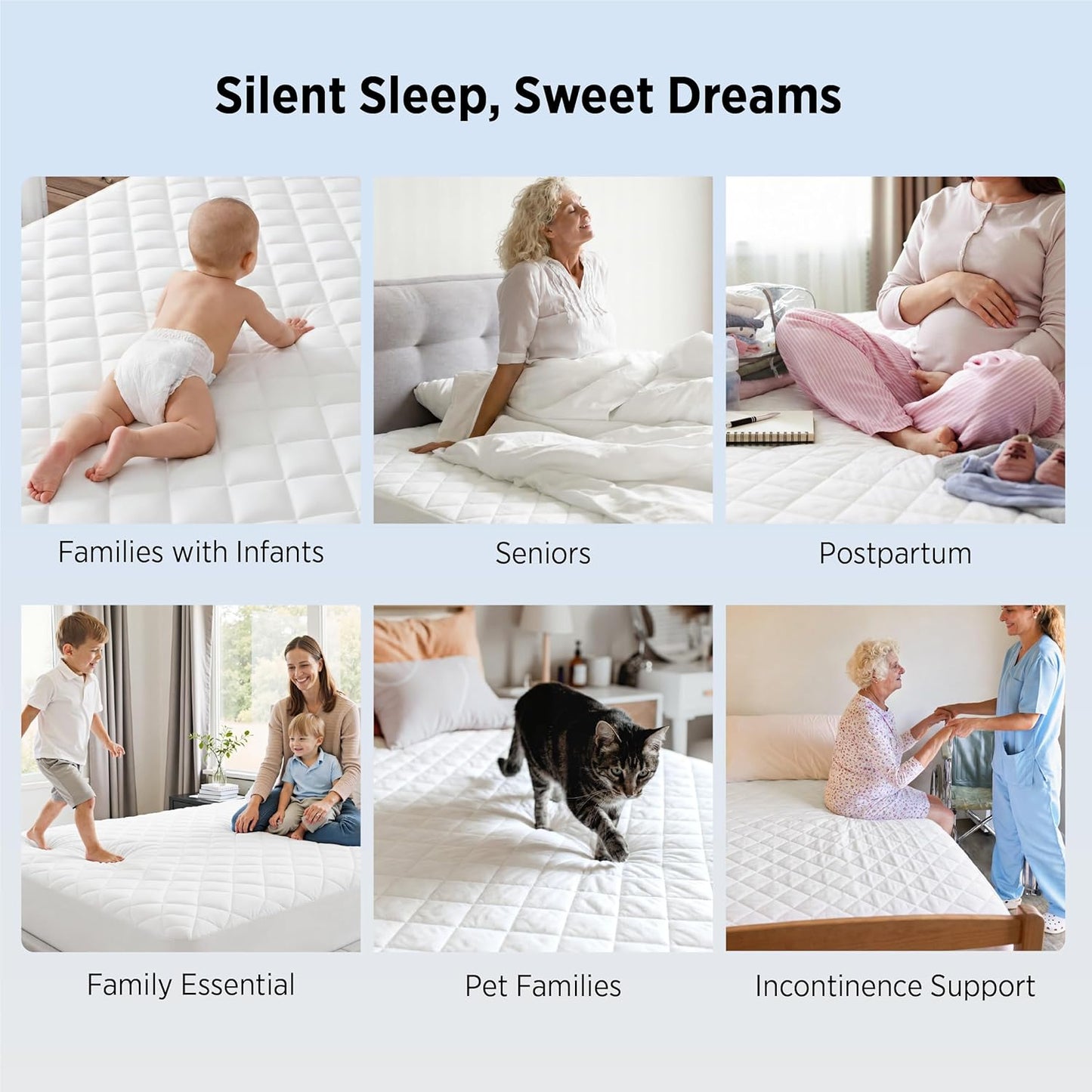 Bedsure Queen Mattress Protector - Quilted Waterproof Design with Deep Pocket Up to 22 Inches - Soft & Breathable White Bed Cover