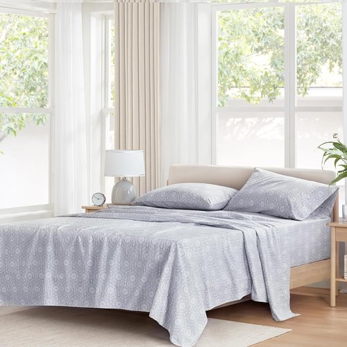 Comfort Spaces 100% Cotton Sheet Set - Breathable & Lightweight Bedding | Twin Adelia Gray, 3 Pieces