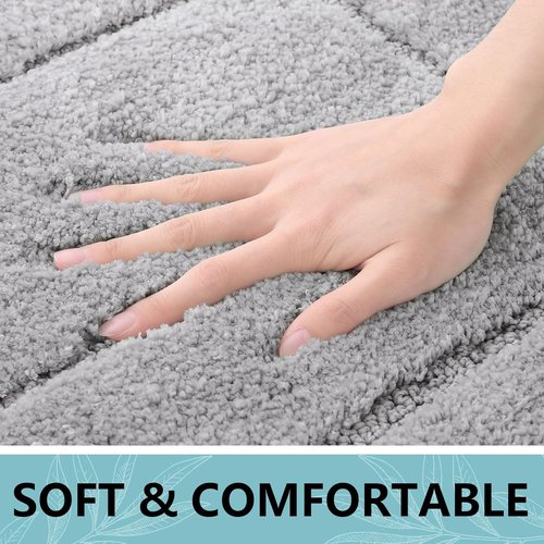 Buganda Bathroom Rugs - Soft, Absorbent Microfiber Non-Slip Shaggy Bath Mat | 24" x 16", Grey