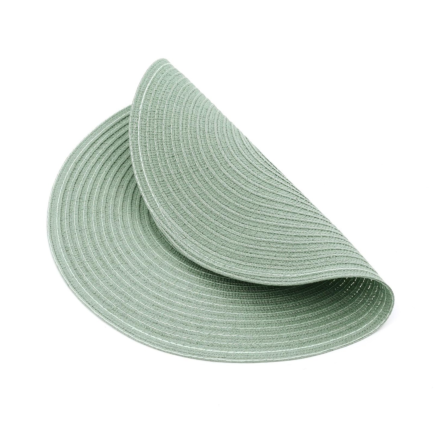 SHACOS Round Placemats Set of 4 Woven Braided Table Placemats 15 inch Cotton Polyester Place Mats Washable Table Mats Indoor Outdoor, Sage Green