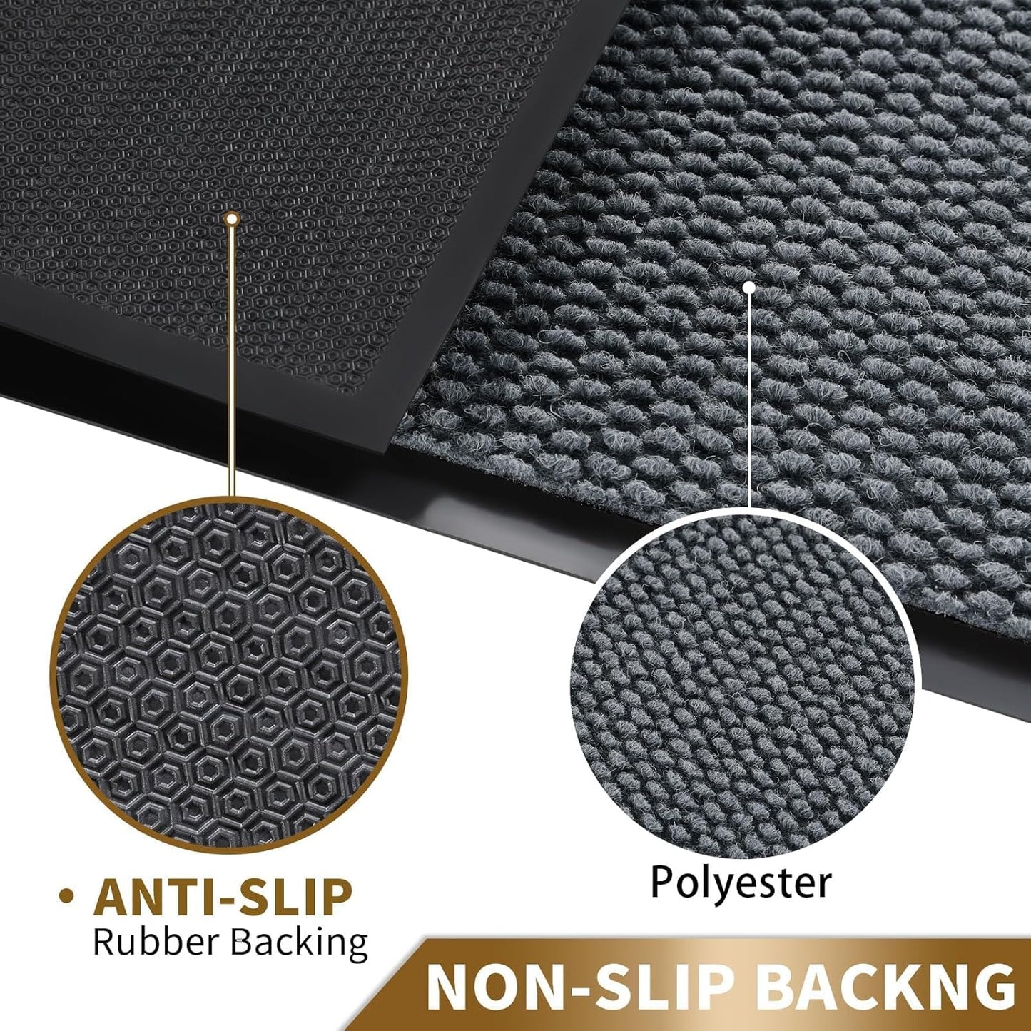 Yimobra Waterproof Front Door Mat - All-Weather Non-Slip Doormat | Easy Clean, Low Profile, 29.5x17, Grey