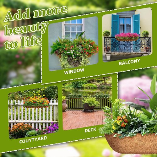 Coco Liner | 24-Inch Natural Coconut Coir Fiber Trough Liners for Planters & Baskets - 3 Pack