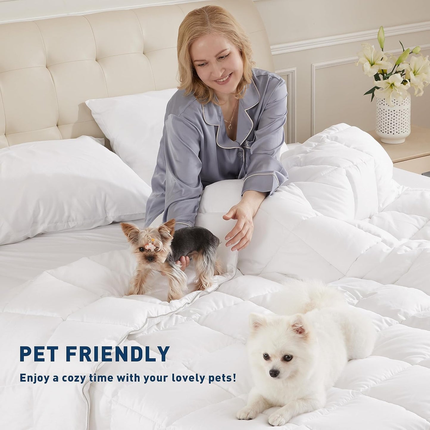 Sunflower Extra Deep Pocket Twin Sheet Set - 100% Cotton, Soft & Breathable, Fits 18"-24" Mattresses, White