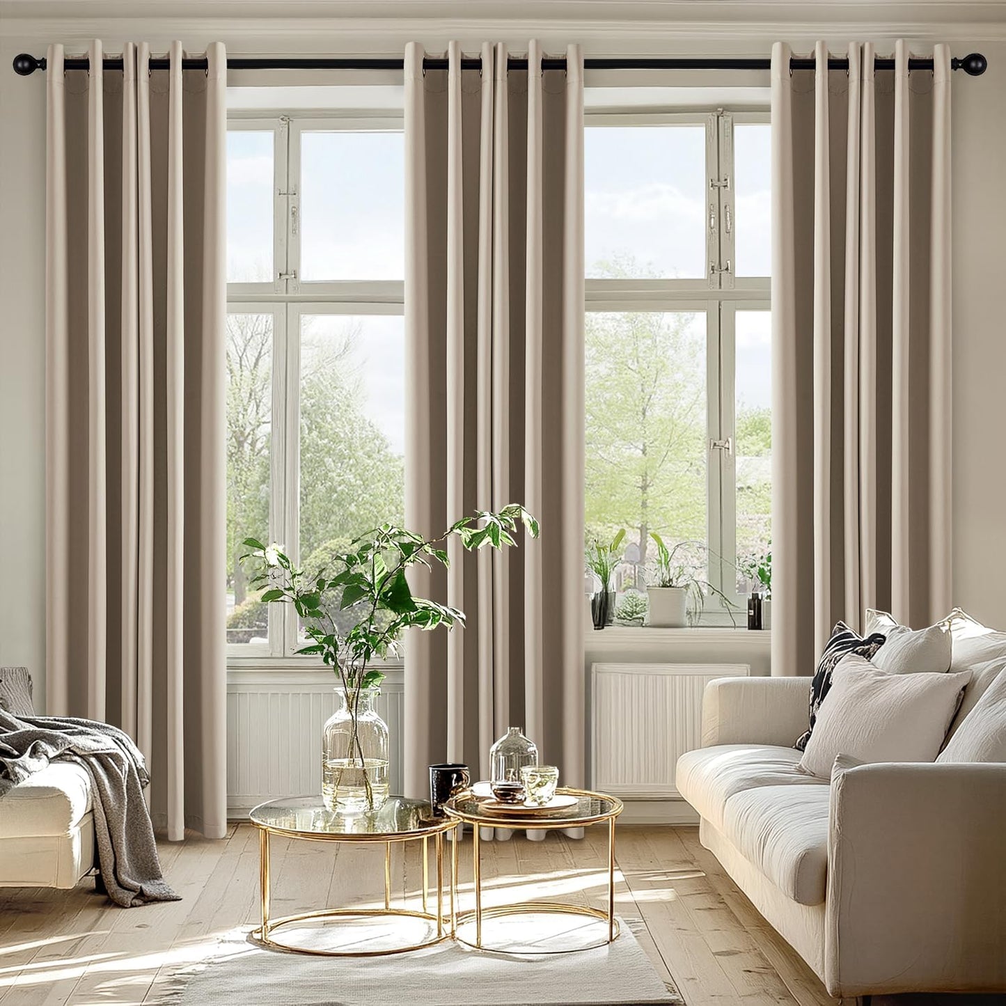 MIULEE Taupe Blackout Curtains - Thermal Insulated Room Darkening Drapes, 84 Inches Long, 2 Panels
