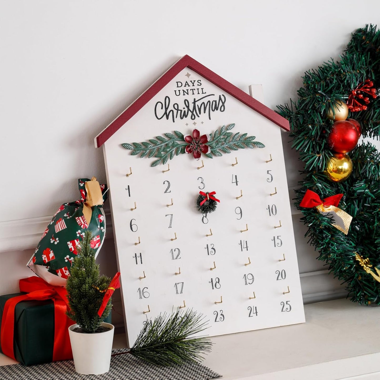 Regine Switzerland Christmas Countdown Calendar - Rustic Wooden Advent Decor for 25 Days Until Christmas