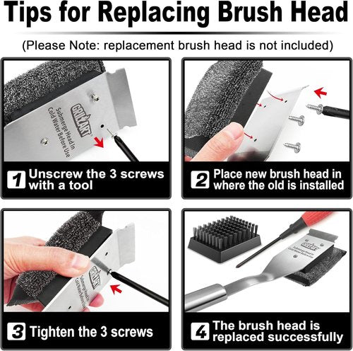 GRILLART Grill Brush - Bristle-Free BBQ Cleaner with Replaceable Head | Safe for Outdoor Grills
