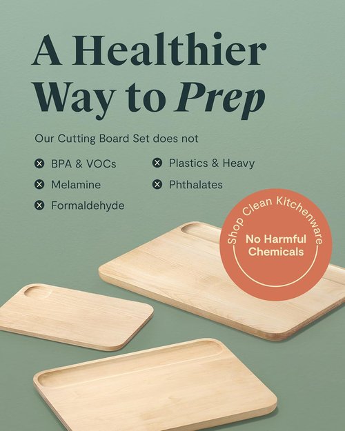 Caraway 4-Piece Double-Sided Wood Cutting Board Set | FSC-Certified Birch | Mineral Oil Finish | Small, Medium, Large