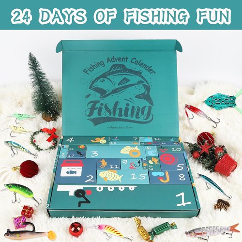 Fishing Advent Calendar 2025 - 24-Day Mystery Box of Lures & Tackle | Perfect Countdown Gift for Fishermen & Anglers