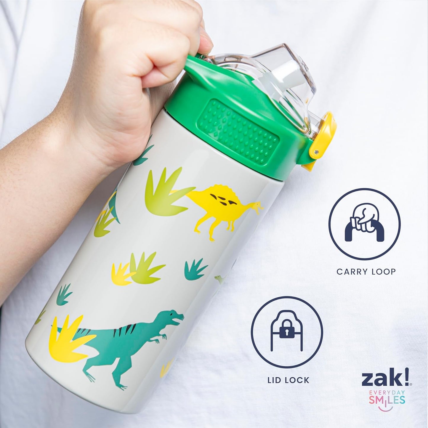 Zak Designs Sonic the Hedgehog Kids Water Bottle - 19oz Stainless Steel, Leak-Proof With Straw & Handle