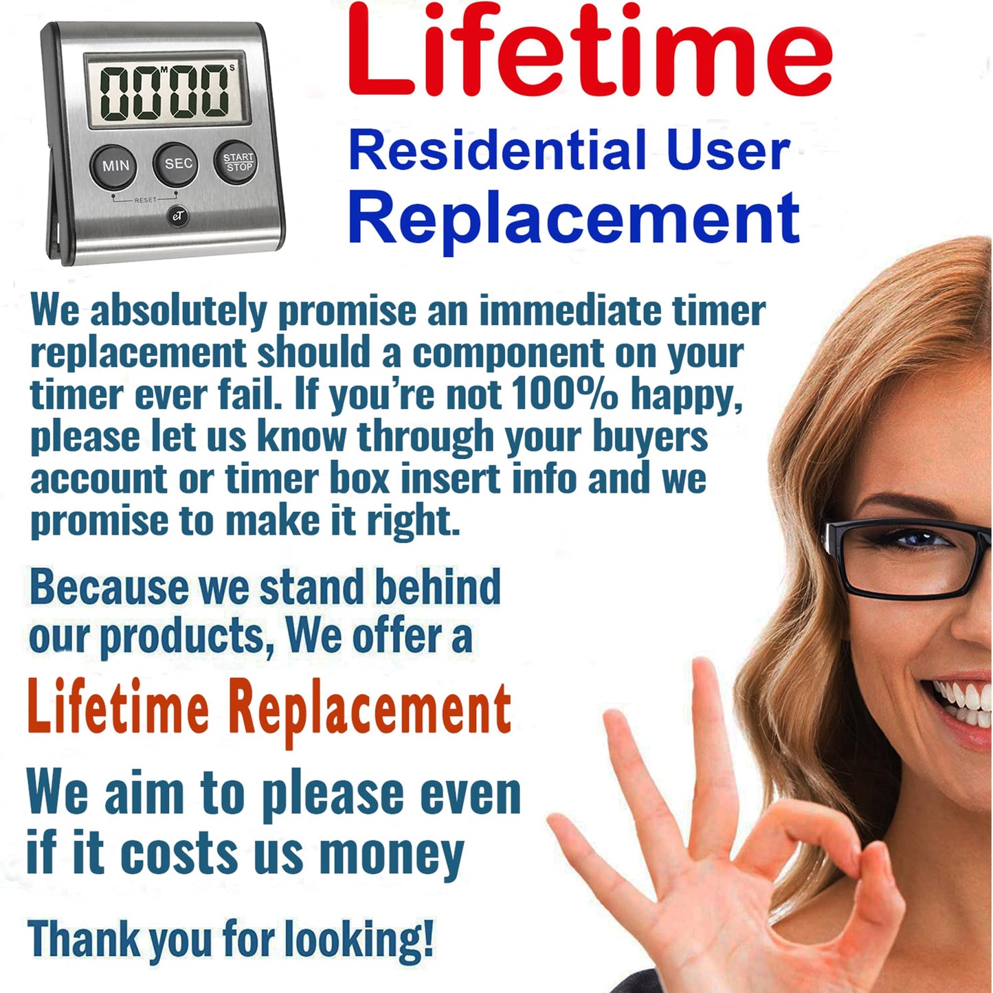 Elegant Digital Kitchen Timer Stainless Steel - Loud Alarm - Model eT-78