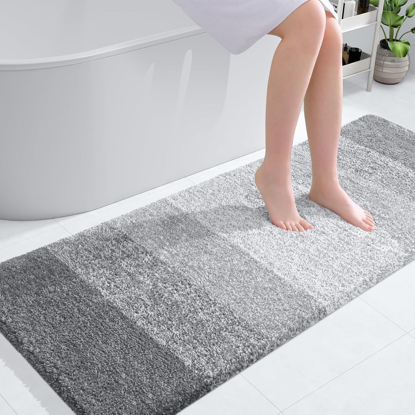 OLANLY Large Microfiber Bathroom Rugs - Extra Soft & Absorbent, Quick Dry, Washable | Light Grey 45x27