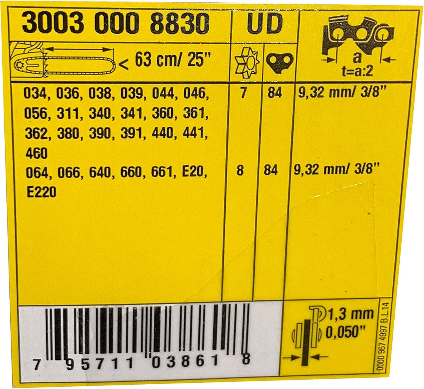 Stihl 33RS-84 Professional 25" Saw Chain - 3/8" .050 Gauge, 84 Drive Links, Rapid Super
