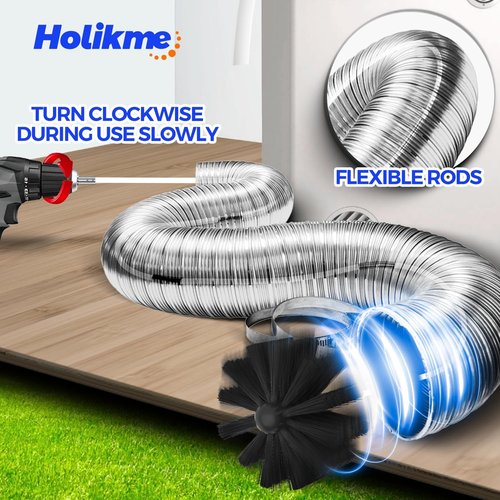 Holikme 16 Feet Dryer Vent Cleaner Kit - Lint Remover & Chimney Brush with Synthetic Head