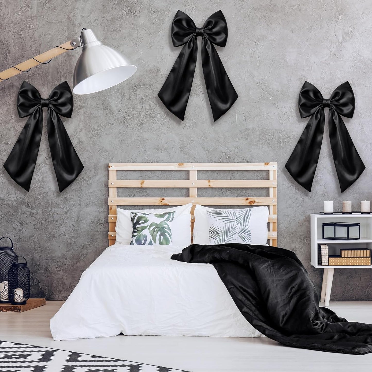 Suncalla Large Satin Bow Decorations - 3 Pcs 2 FT Wall Decor for Weddings, Birthdays & Parties | Black