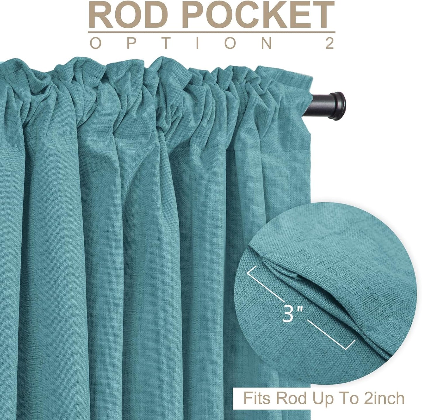 Skiennix Blackout Curtains - 100% Blackout Thermal Insulated Drapes, 50" W x 90" L, Dark Cyan - 2 Panels Set