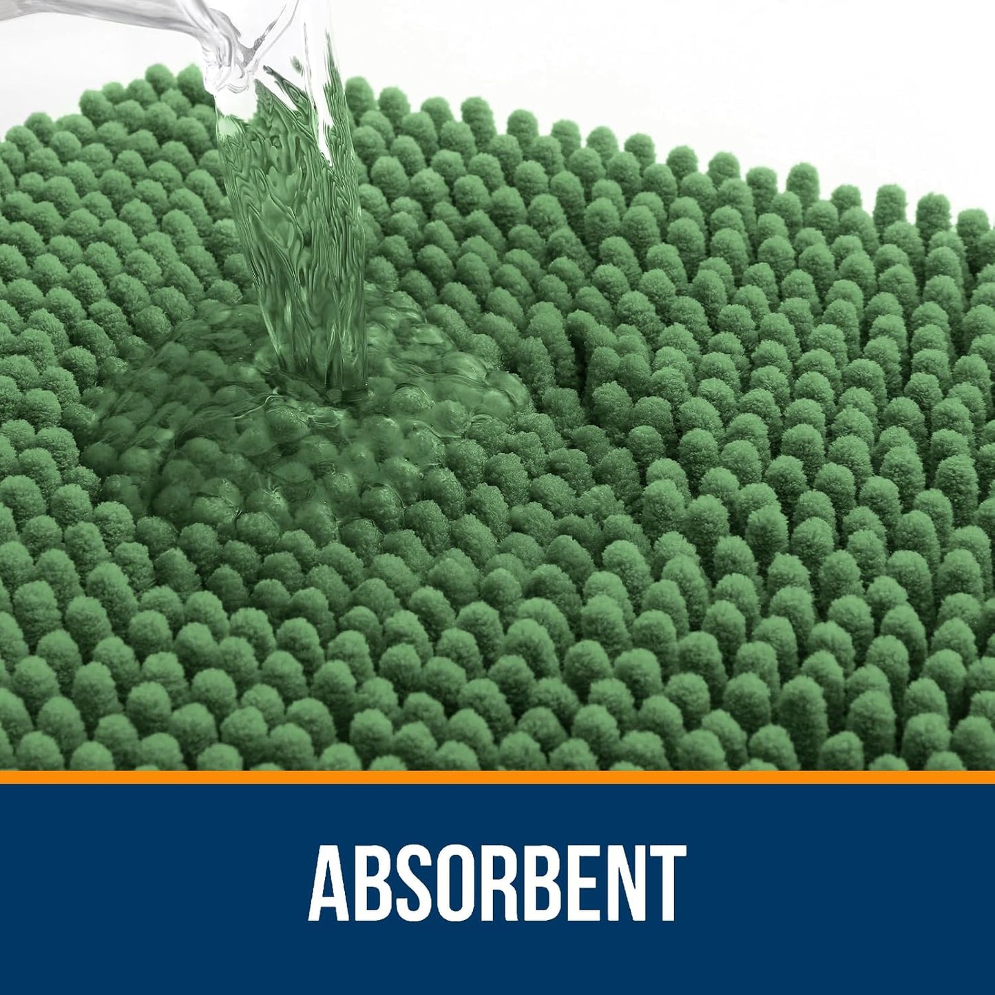 OLANLY Large Bath Rugs - Extra Soft Chenille, Quick-Dry Rubber Backing | 44x32, Olive Green