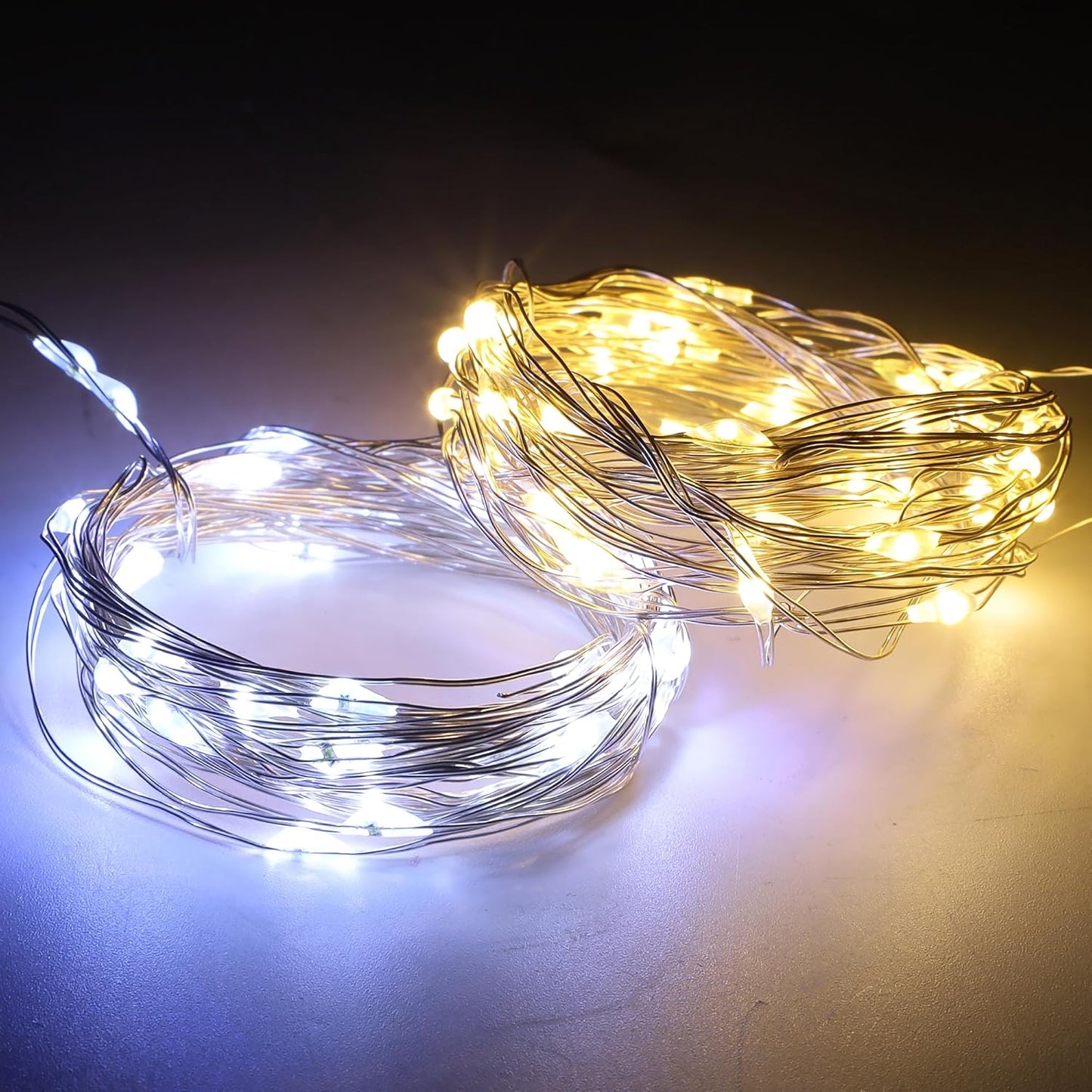WATERGLIDE 12 Pack Mini String Lights - 20 LED Waterproof Fairy Lights for DIY Wedding & Party Decor | 7 ft Silver Wire, Warm White & White