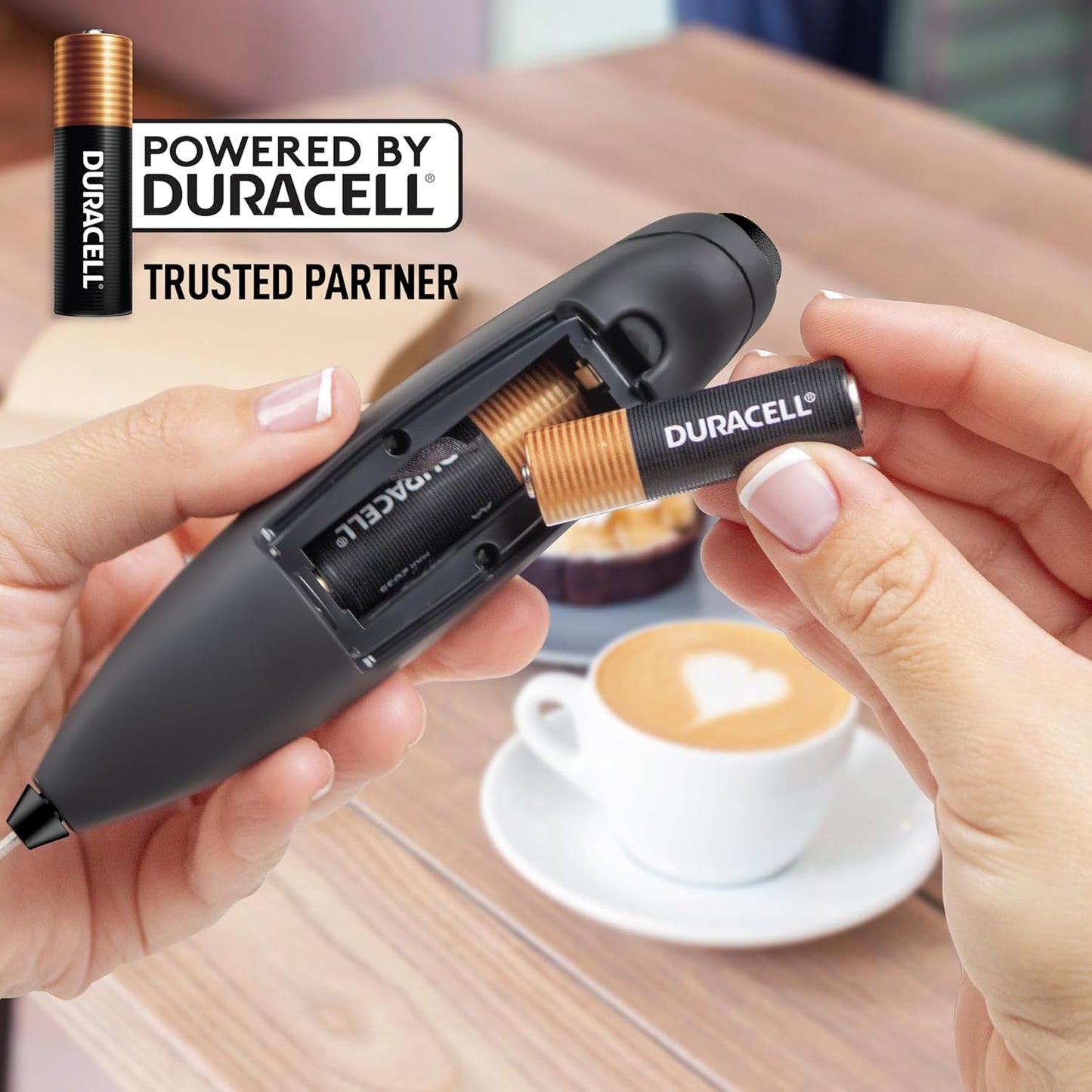 Zulay Kitchen Milk Frother Wand - Ultra Fast Handheld Electric Whisk for Coffee & Lattes - Executive Black