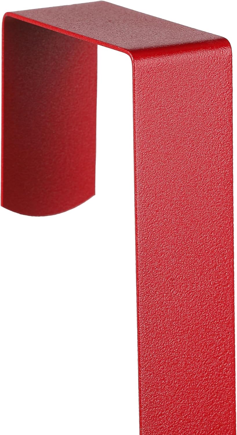 Sattiyrch 12" Wreath Hanger - Durable Steel Over The Door Hook for Front Door | Red Color