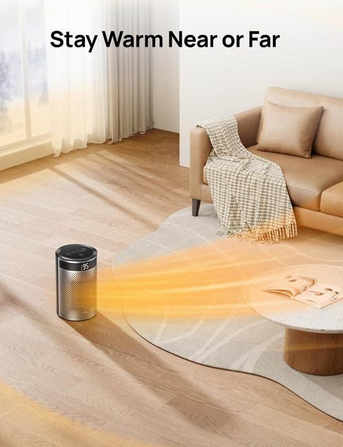 DREO Portable Space Heater - 1500W PTC Ceramic with Thermostat, Remote & Eco Mode | Ideal for Office & Bedroom