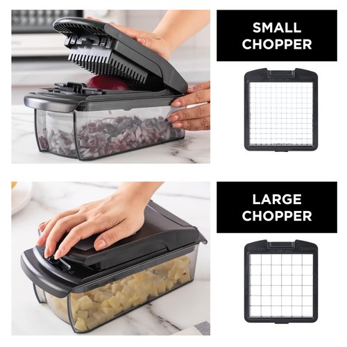 Cook with Color Vegetable Chopper - Multifunctional 11 in 1 Vegetable Chopper with Container - Food Chopper to Dice, Chop, Slice, Julienne and Spiralize, Black