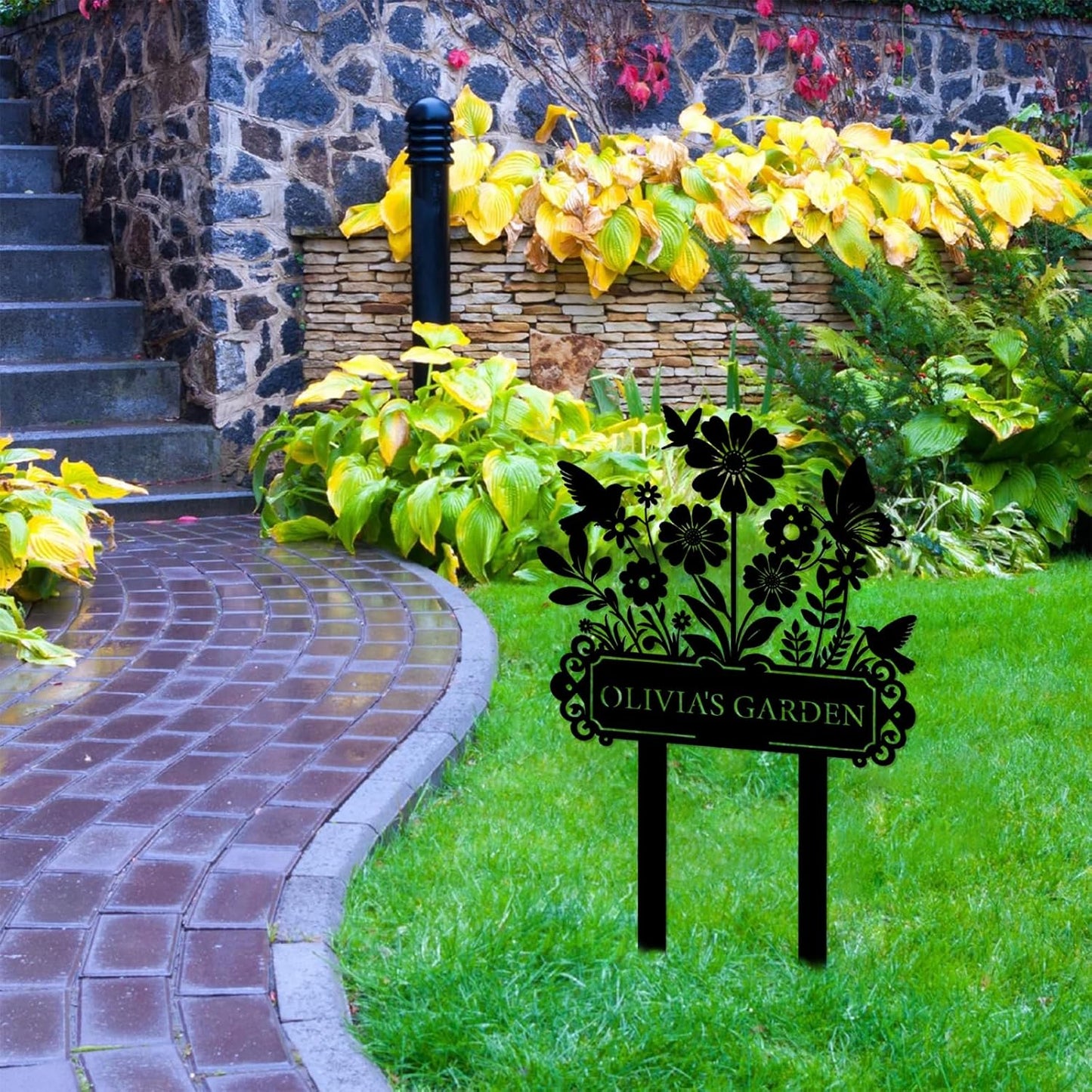 Skiennix Custom Garden Sign - Personalized Metal Stake for Outdoor Decor | Unique Gardening Gift