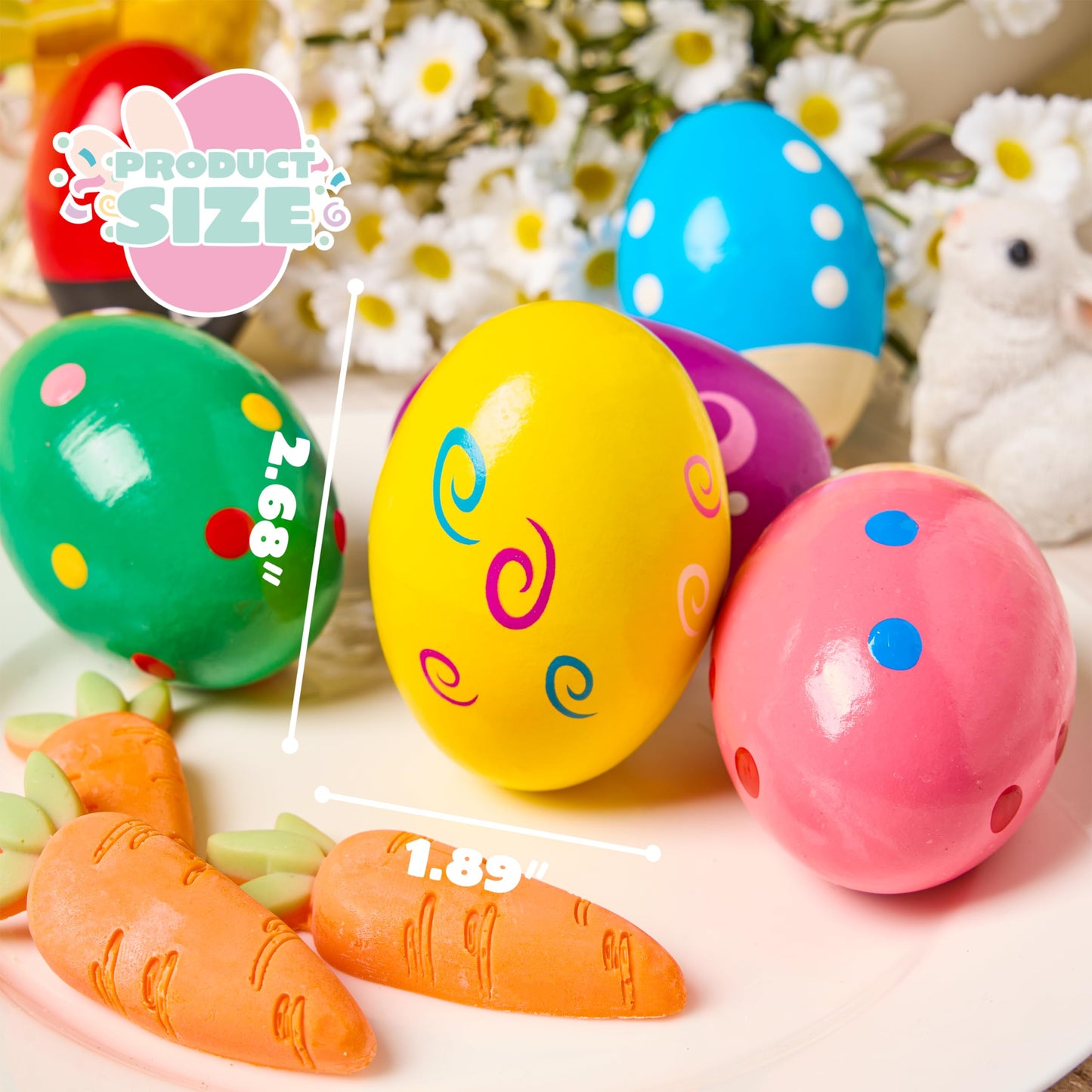 JOYIN 6 Packs Easter Wooden Egg Shakers Maracas Percussion Musical for Easter Basket Stuffer Filler, Classroom Prize Supplies, Musical Instrument for Kids, Easter Hunt