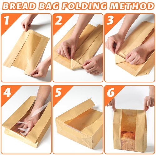 25 Pcs Bread Bags for Homemade Bread, Sourdough Paper Bags With Window, 50% Thicker 13.7x8.2x3.7in A Large Bakery Bag Used for Storage Bakery Cookies & Snacks, 40 Cute Sealing Stickers with Ties