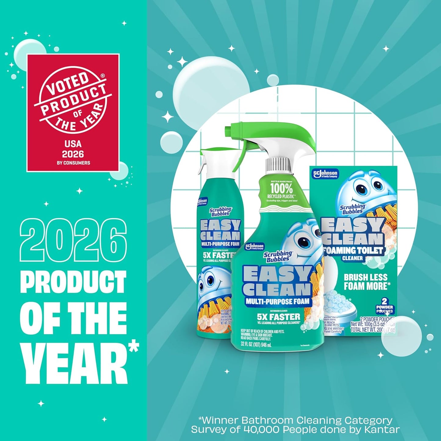 Scrubbing Bubbles Bathroom Cleaner - Bleach-Free Foaming Formula for Fast Limescale Removal | 32oz Spray