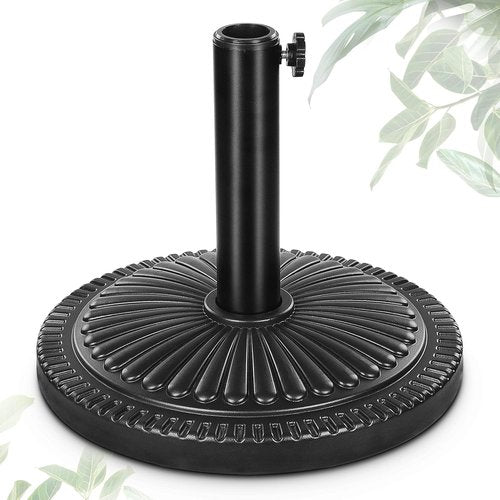 FRUITEAM 15" Round Patio Umbrella Base - Heavy Duty Pre-Filled Stand for Outdoor Use | Black Sun-Flower Pattern