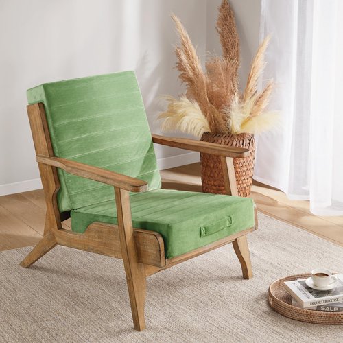 Codi High Density Foam Floor Pillow 2 Sets, Large Meditation Cushions Seating for Adults and Yoga Sitting, Washable Thick Couch Cushion with Soft Tufted Covers - 22 * 22 * 5inch Green