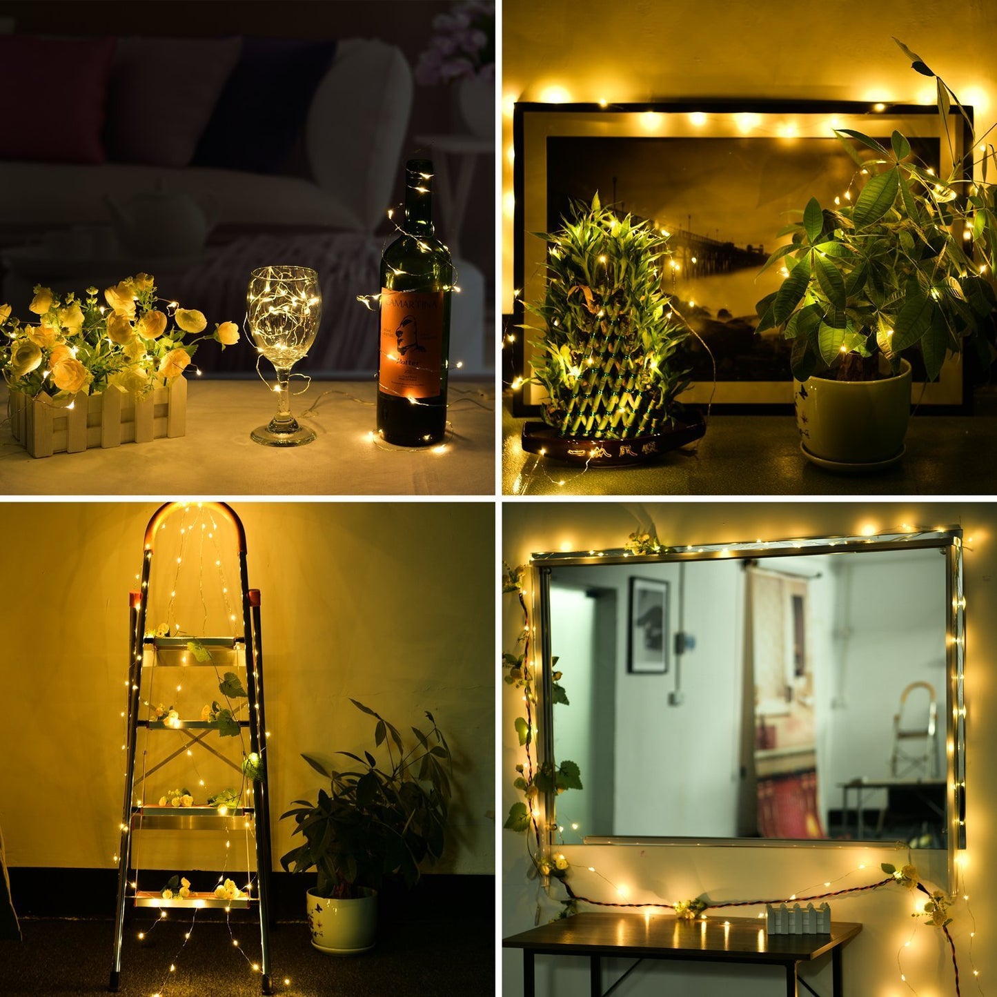 ANJAYLIA 16.5Ft 50 LED Fairy Lights Battery Operated String Lights for Party Home Wedding Festival Decoration, Warm White