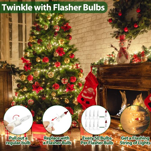 CXLHO Clear Christmas Lights 33FT 100 Incandescent Bulbs Warm White Mini Lights with White Wire for Christmas Tree, Garland, Thanksgiving, Wedding, Party, Home, Indoor & Outdoor Festival Decoration