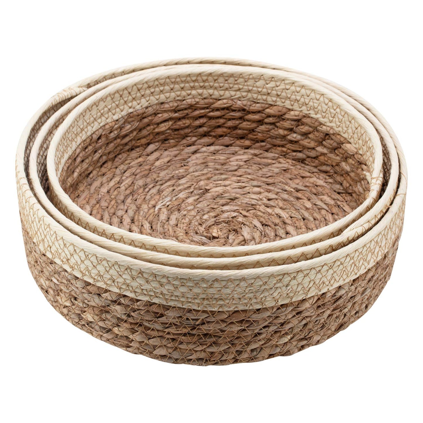 Round Rattan Baskets Set for Organizing Wicker Storage Basket for Fruit, Bread Serving Decorative Gift Baskets Empty, Countertop Baskets for Pantry and Bathroom