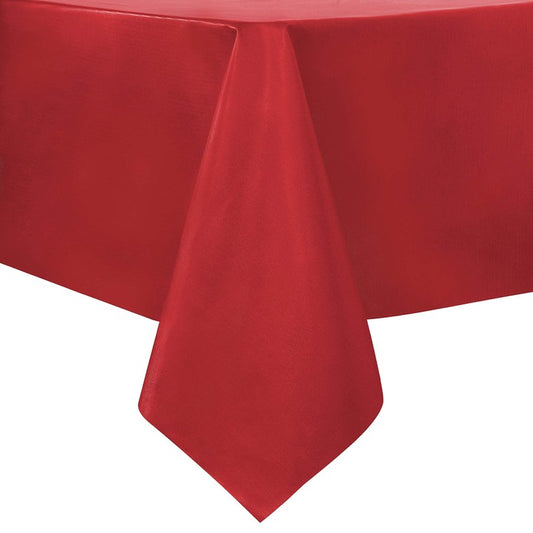 sancua 100% Waterproof Round PVC Tablecloth - 54 Inch - Oil Proof Spill Proof Vinyl Table Cloth, Wipe Clean Table Cover for Dining Tables, Buffet Parties and Camping, Red