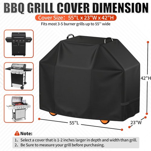 i COVER 55-Inch BBQ Grill Cover - Heavy-Duty Waterproof Protection for Weber, Char-Broil & More