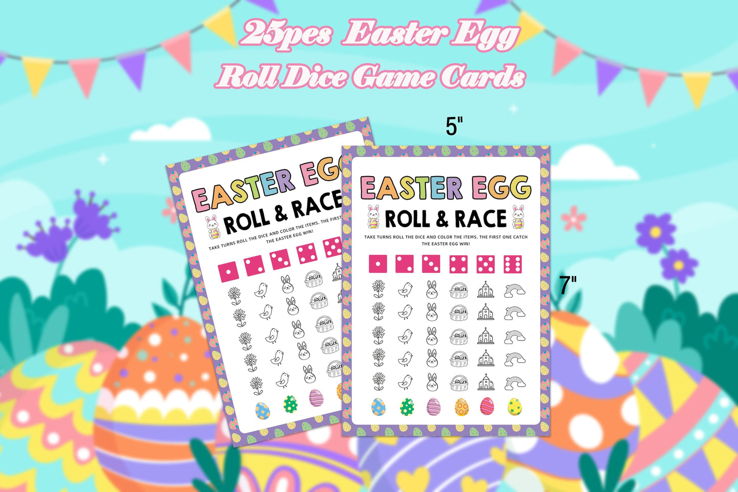 Xeqej 25 Easter Egg Roll Dice Game Cards, Easter Family Games, Easter Egg Games, Roll A Dice Activity, Easter Party Supplies, Easter Party Favors, Family Activities, Fun Group Game for Family-1