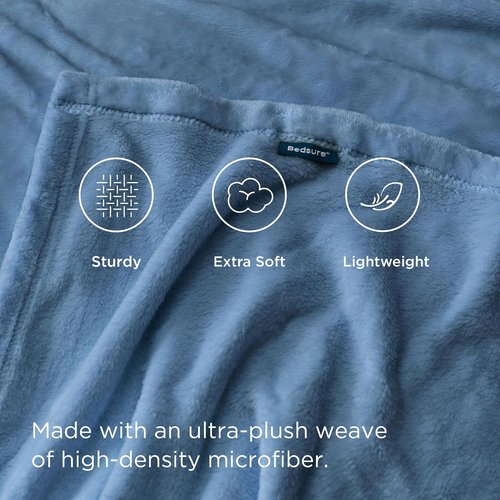 Bedsure GentleSoft Fleece Blanket - King Size Washed Blue, Soft & Cozy Lightweight Microfiber, 108x90 Inches