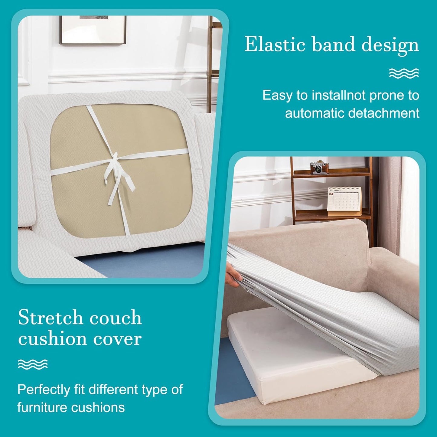 Skiennix 14-Piece Stretch Patio Cushion Covers - Washable Outdoor Sofa Slipcovers | Jade White