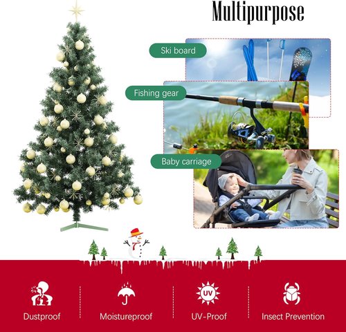 Cosy Family Christmas Tree Storage Bag - Durable Extra Large 9 ft Heavy Duty Design with Reinforced Handles & Dual Zippers | Red