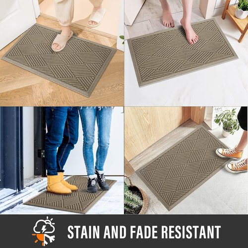 HIYARD Sturdy Front Door Mat - Absorbent, Non-Slip, Stain & Fade Resistant | 30×17, Beige Doormat