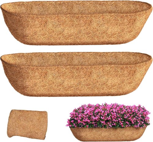 Coco Coir | 24 Inch Trough Liners - Natural Coconut Fiber for Wall Baskets & Planters (2 Pack)