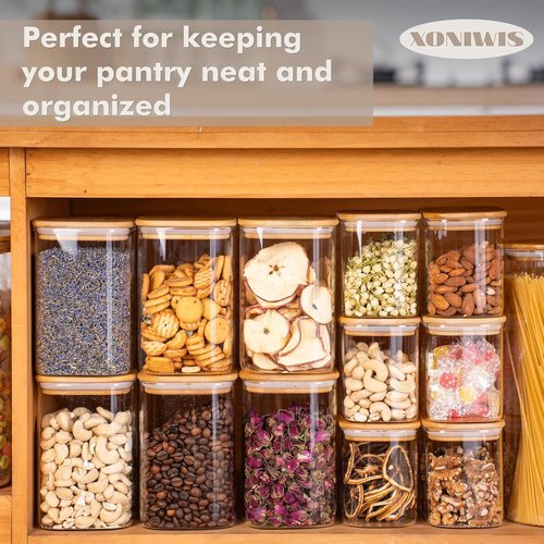 26oz Glass Pantry Containers by [Brand Name] - 6PCS Clear Storage Jars with Lids for Spices, Tea, and More