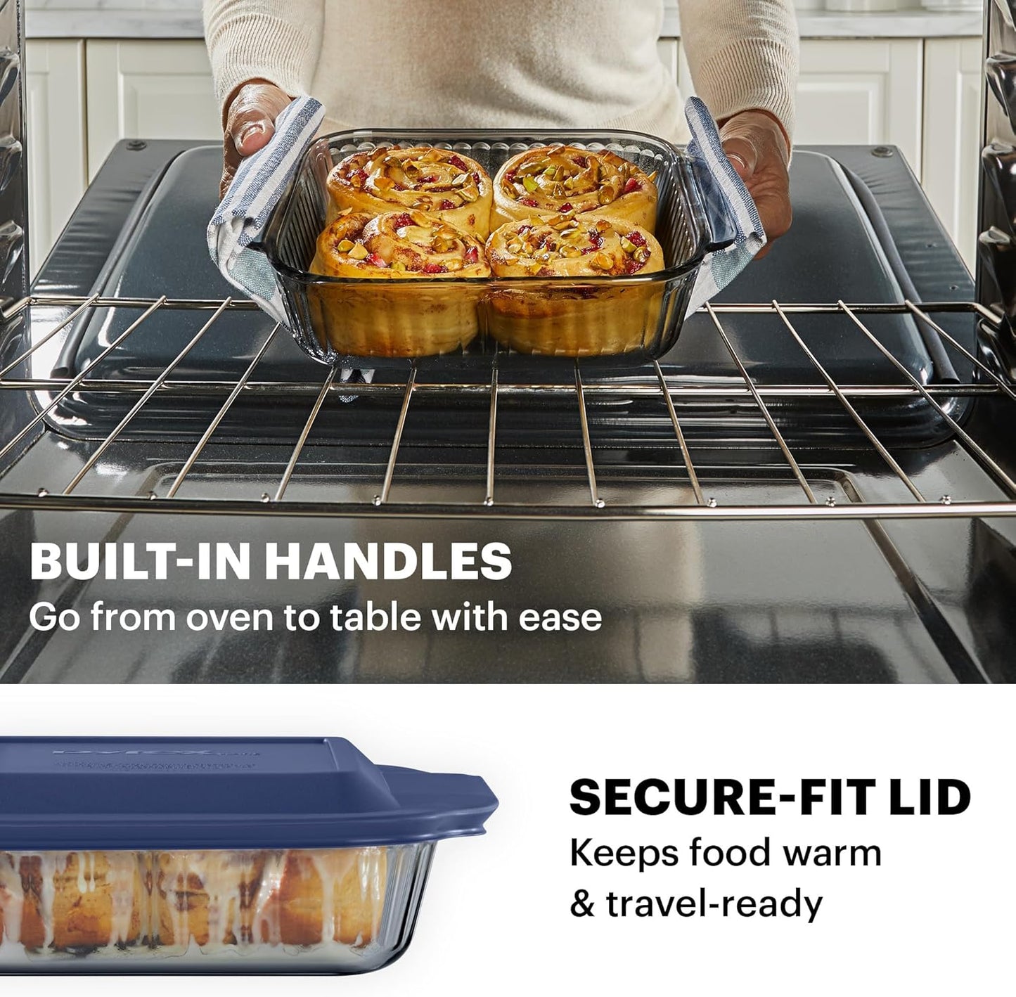 Pyrex Colors Tinted Glass Baking Dish - 8x8 Oblong Bakeware with BPA-Free Lid | Dishwasher & Microwave Safe