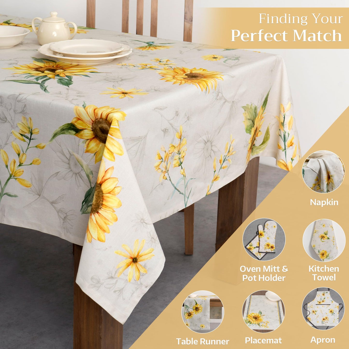 Maison d' Hermine Table Cloth Rectangle Table 100% Cotton 54 x 72 Inches Tablecloth Reusable Decorative for Dining Kitchen Room Farmhouse Home Gifts for Mothers Day Spring Summer - Candice