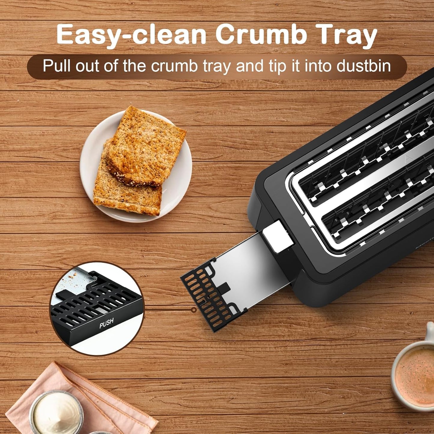 Mecity 4-Slice Toaster - Long Slot Design with Timer & 6 Browning Settings | Stainless Steel, 1300W