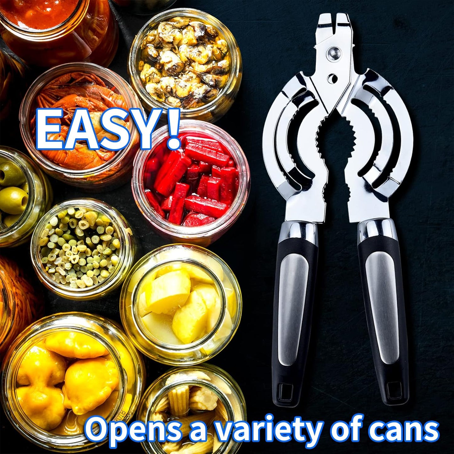 Skiennix Multi Jar Opener - Stainless Steel Tool for Weak Hands & Seniors | Easy Grip Design