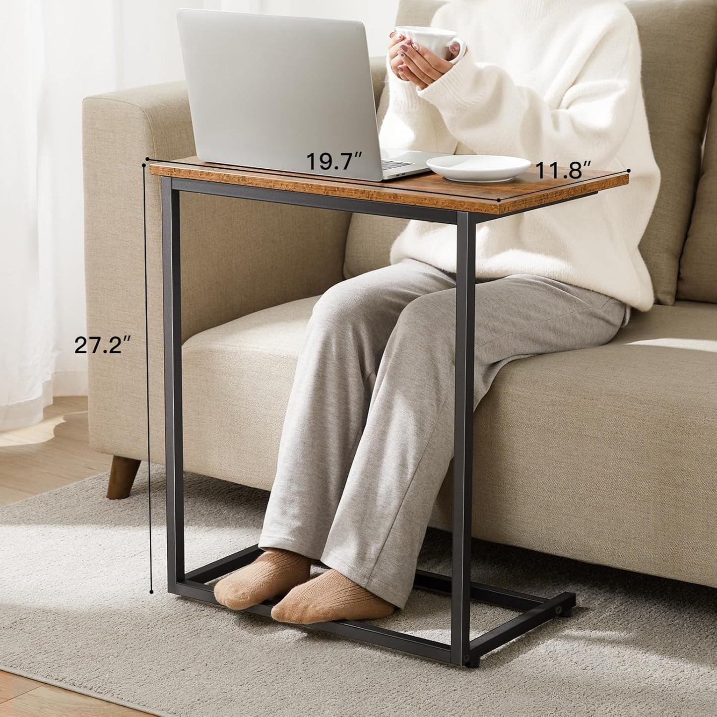 Pipishell C Shaped End Table Set of 2 - Versatile Sofa Side Tables for Living Room | 27 Inches High