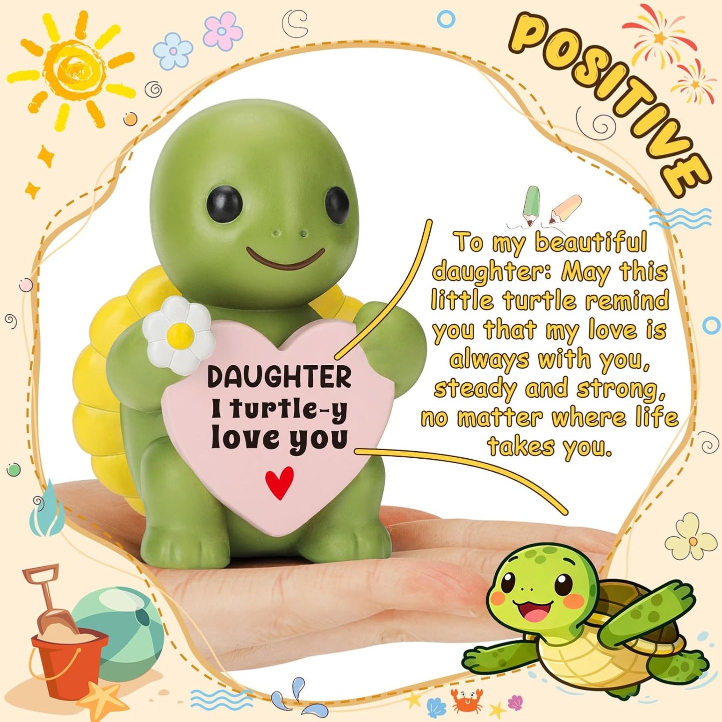 Skiennix Cute Mini Resin Turtle Figurines - Heartwarming Mother's Day Gift for Daughters & Kids | Emotional Desk Decor